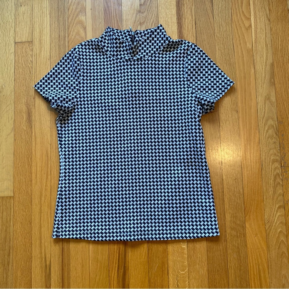 Reitmans Black and White Houndstooth Short Sleeve Top